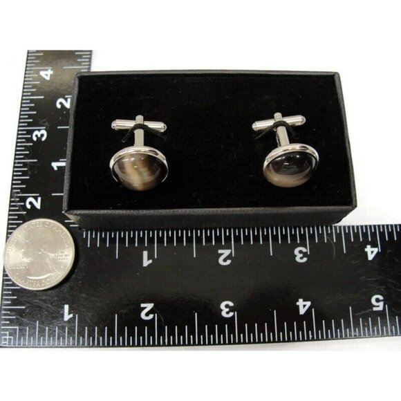 BachRach Silver Tone Cufflinks Round In Original Box - Picture 11 of 16